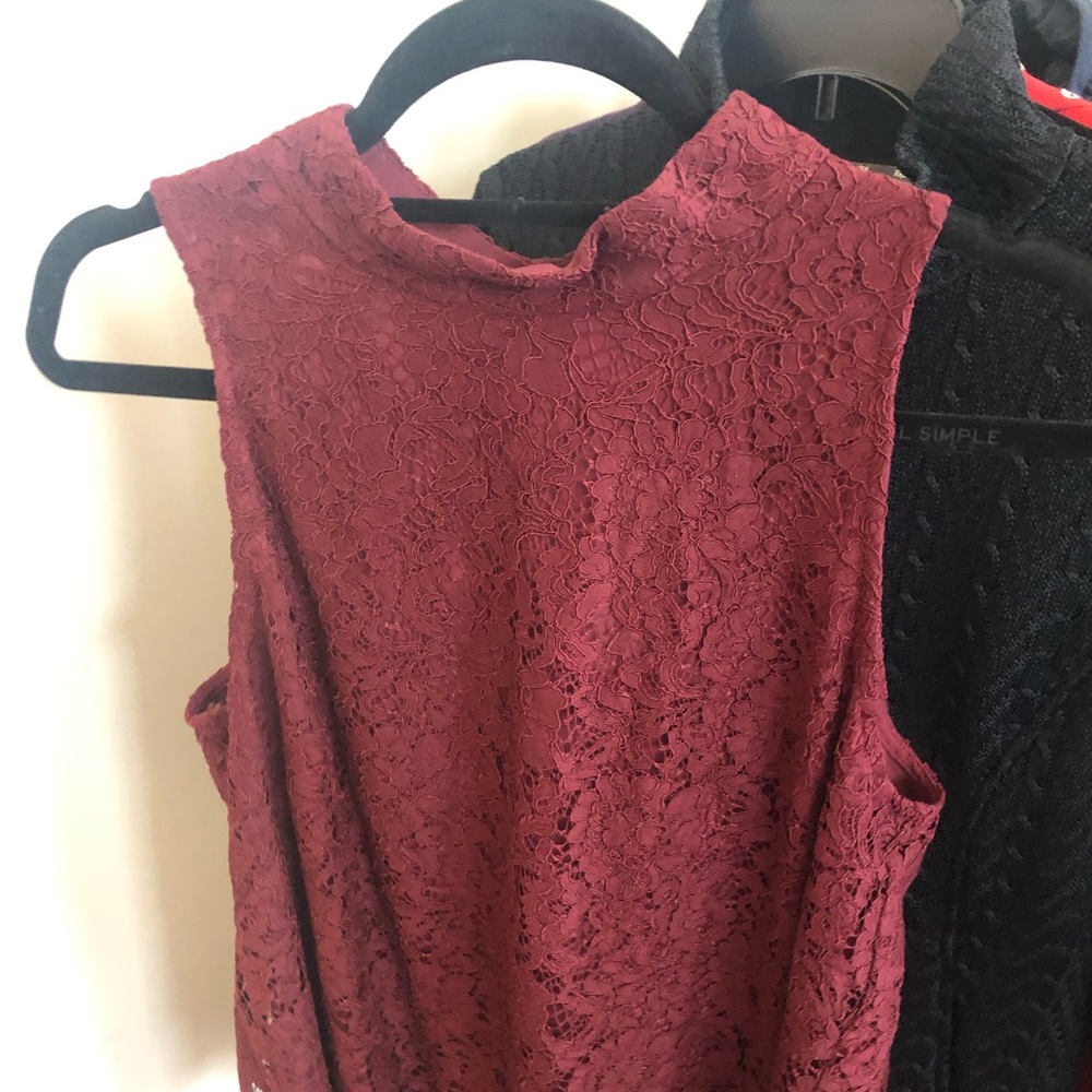 Lace mock neck top